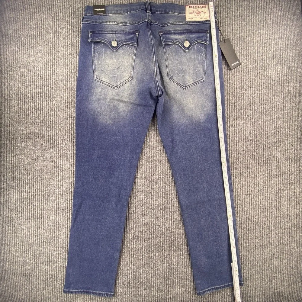 True Religion Jeans Mens 38 Blue Geno Slim Straight Whiskered Y2K Streetwear